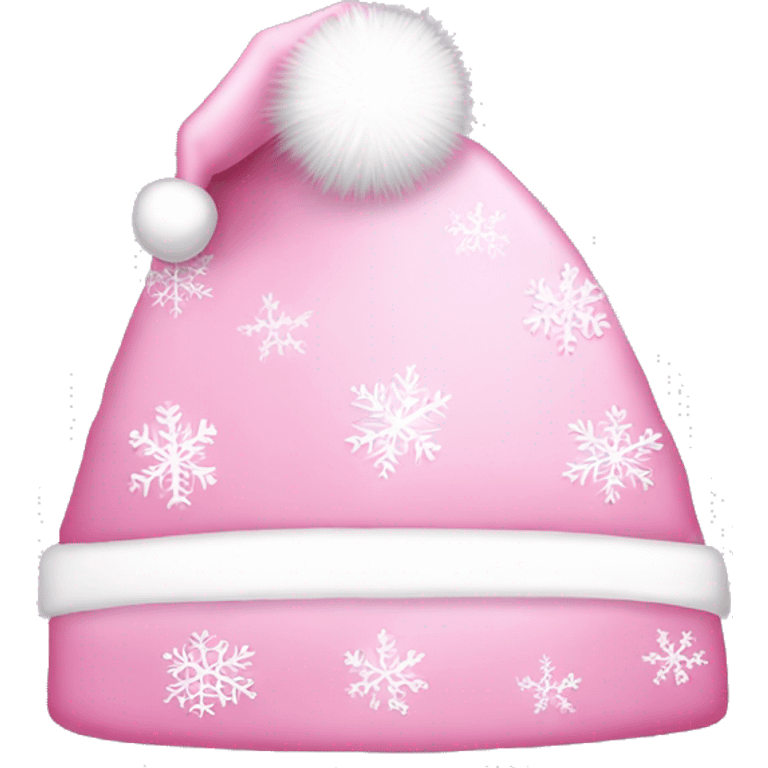 Light pink Santa hat with sparkly snowflakes  emoji