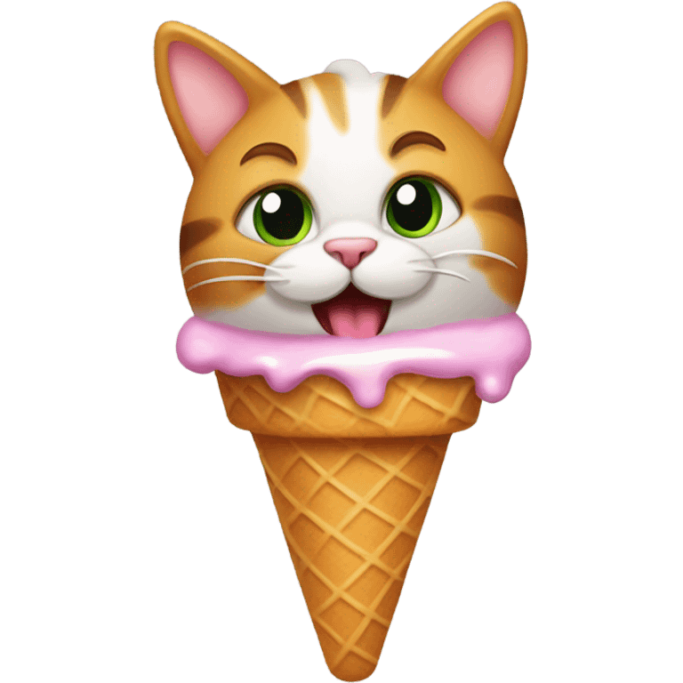 A cat eating an ice cream cone emoji