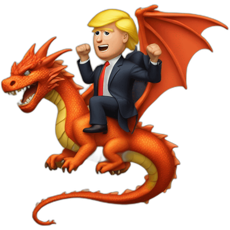 Trump on a dragon flying to jail emoji