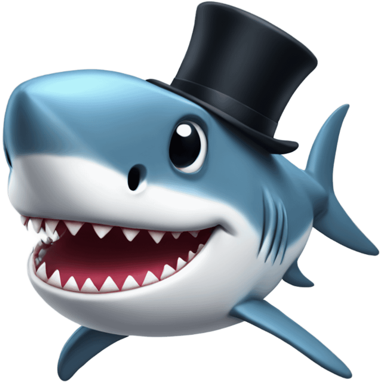 Shark with a top hat emoji