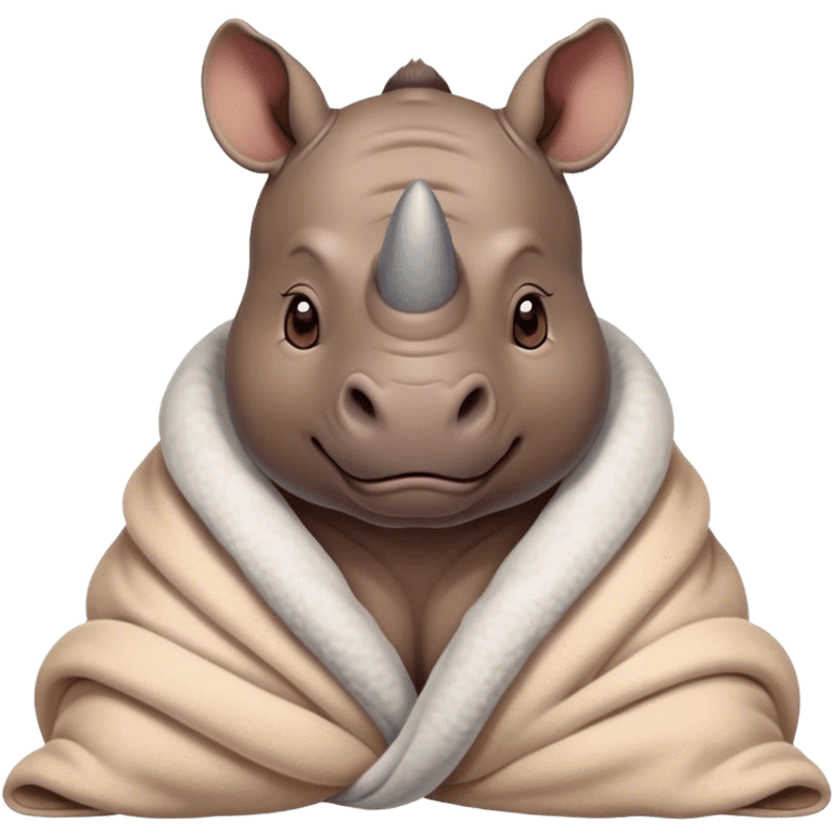 Cute rhino cozy in blanket  emoji