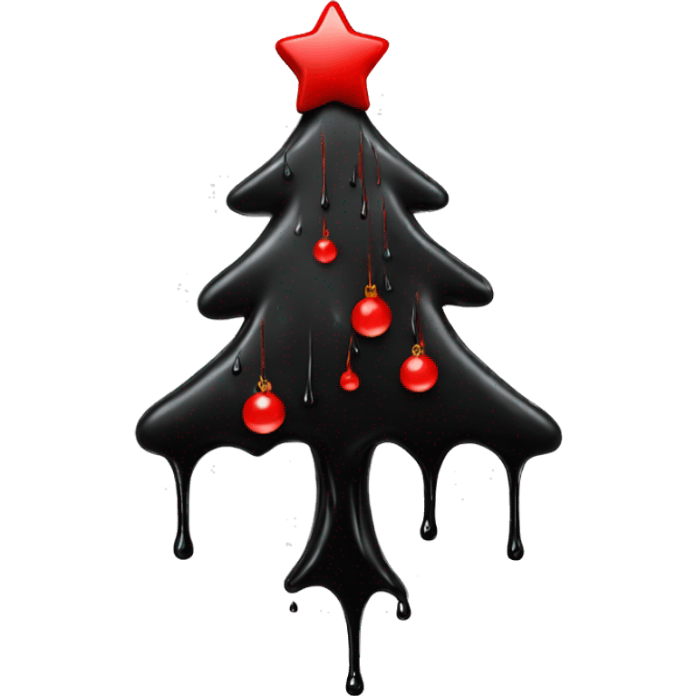 Black dripping Christmas tree with red dripping emoji