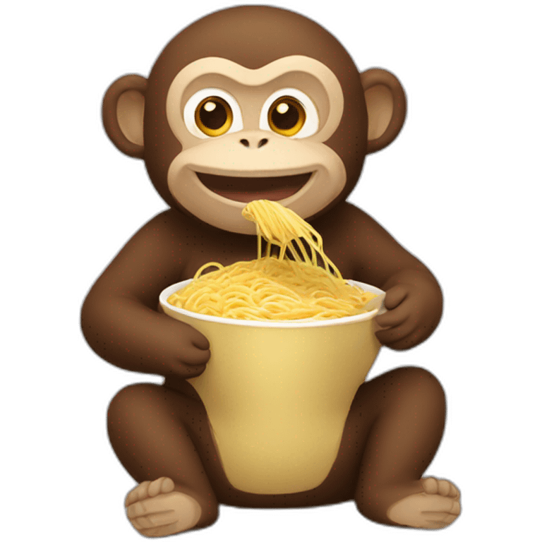 chubby monkey eating spaghetti emoji