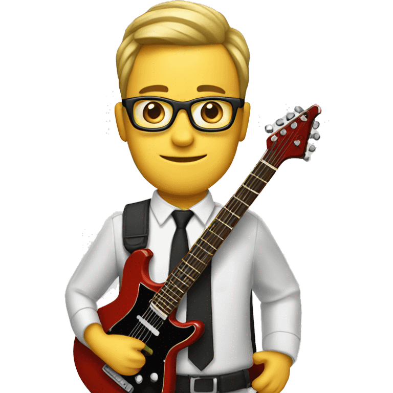 a geek with electric guitar emoji