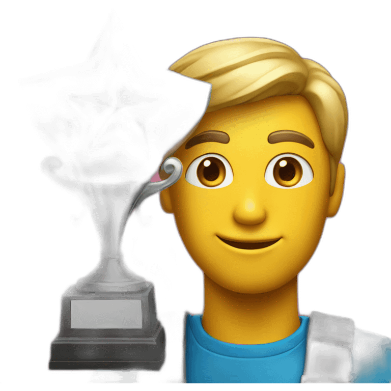 persona con trofeo y una estrella brillante detras emoji