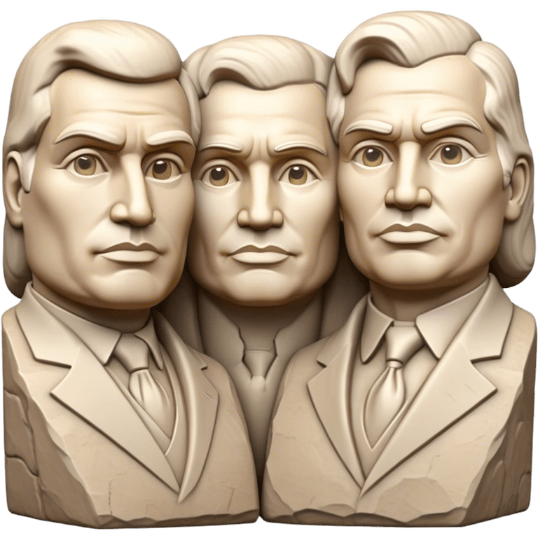 Cinematic Realistic Mount Rushmore Landmark Emoji, showcasing monumental carved presidential faces rendered with crisp textures and dynamic, historical lighting. emoji