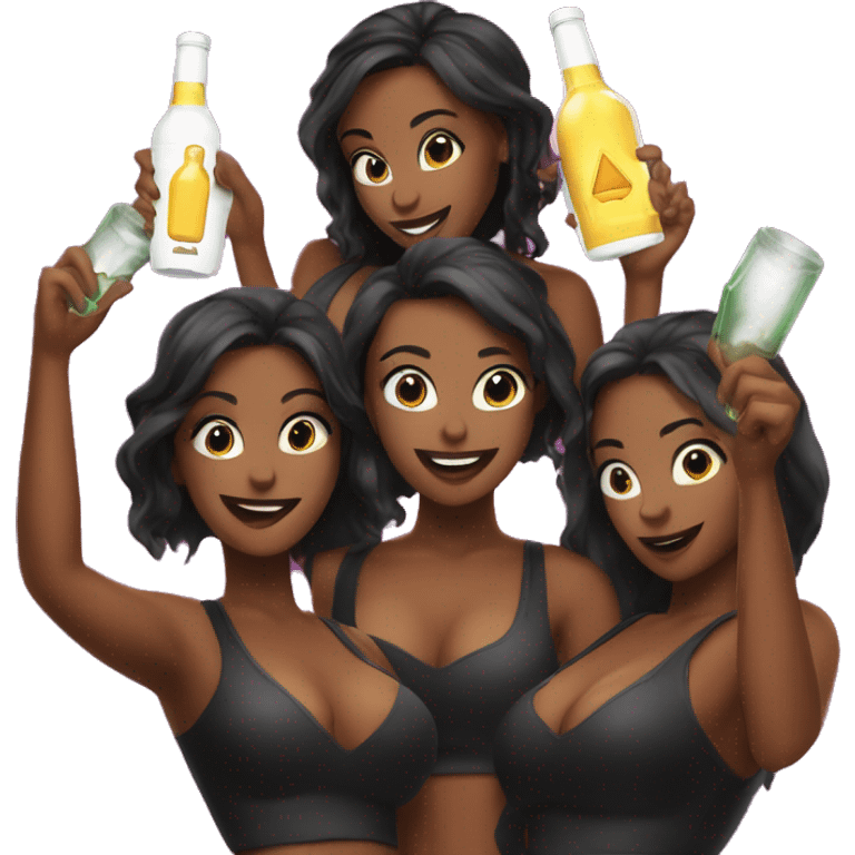 Multiple Bottle girls in nightclub holding a lit up sign emoji