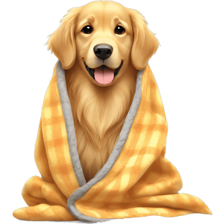 Golden retriever cozy in a blanket emoji