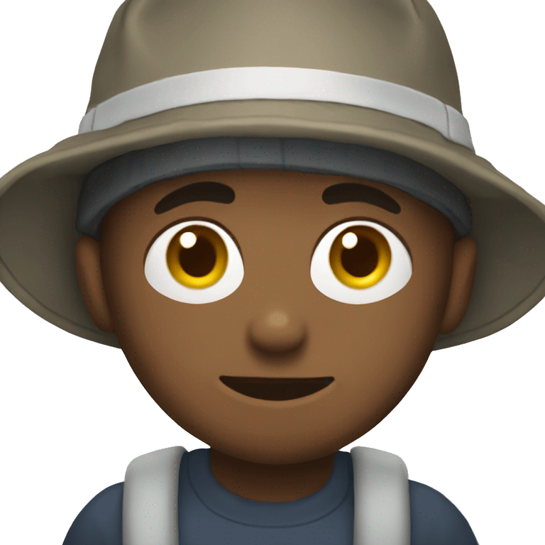 boy with phone and bucket hat emoji