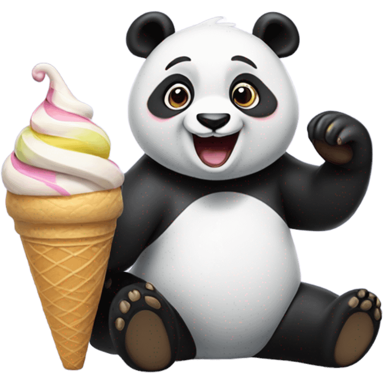 Panda eating ice cream emoji