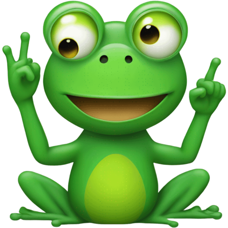 frog giving peace sign  emoji