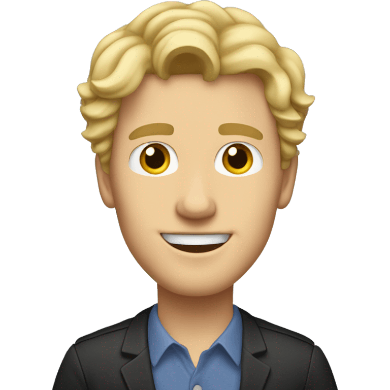 male high school music teacher with a short middle part and wavy hair blonde hair. He is conducting emoji