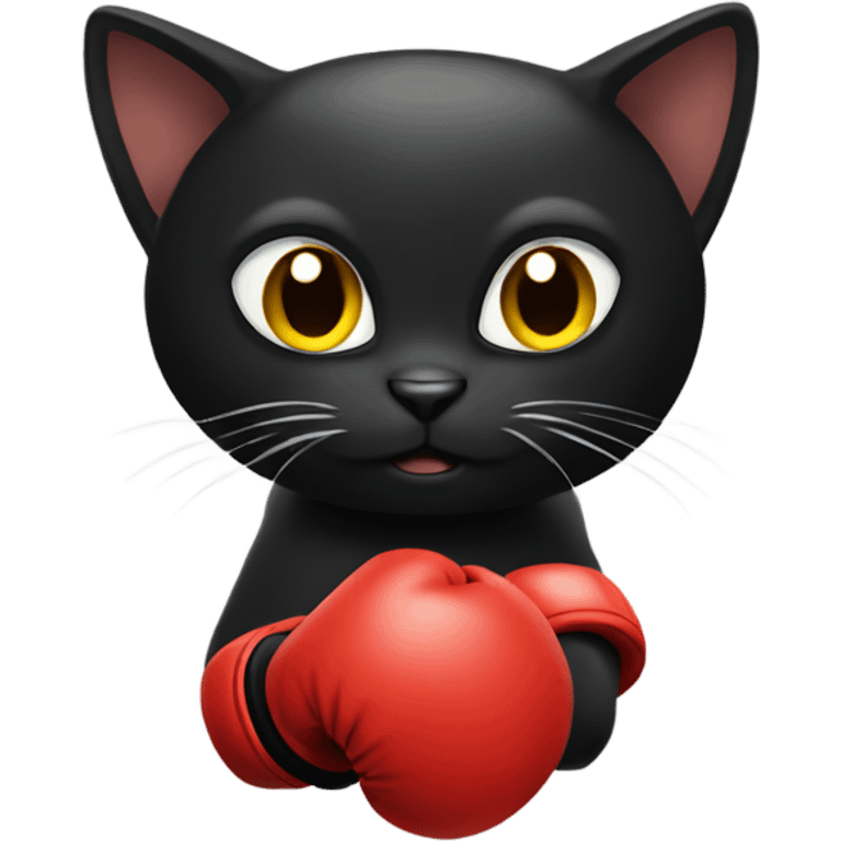 Black cat with boxing gloves  emoji