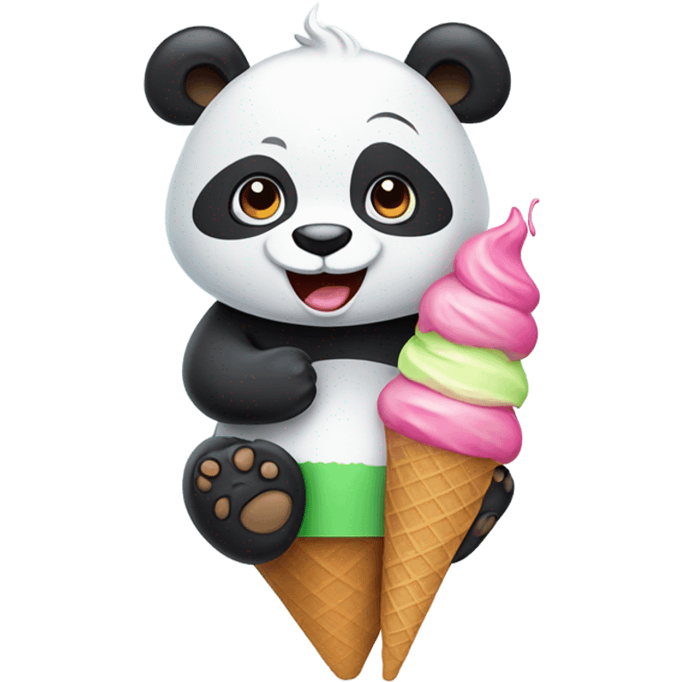 Panda eating ice cream emoji