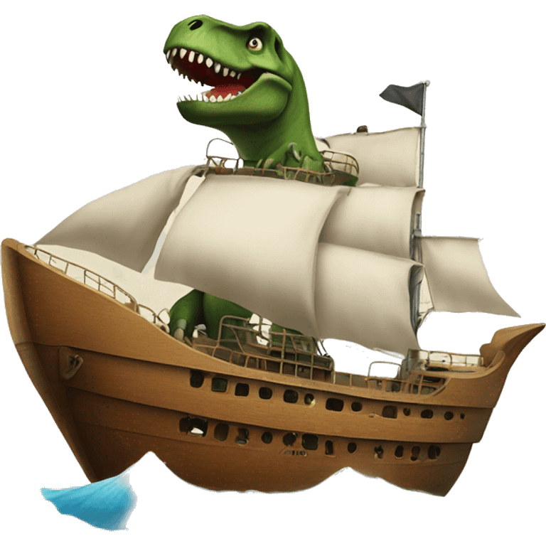 t-rex on a ship emoji