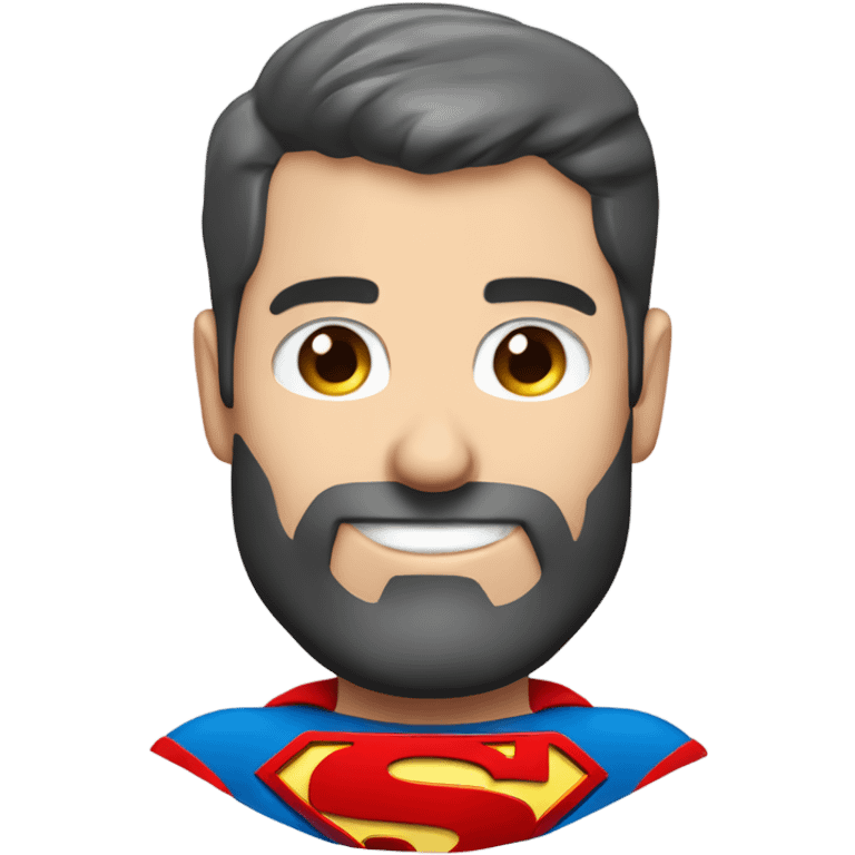 caucasian smiling Superman standing strong with beard and red eyemask emoji