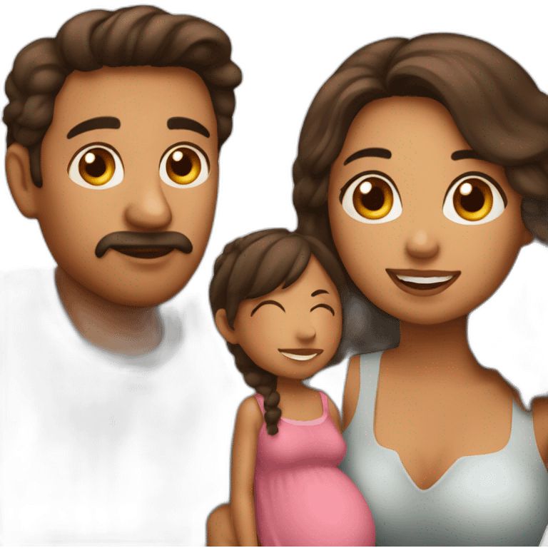 Latin niece with uncle and pregnant aunt emoji