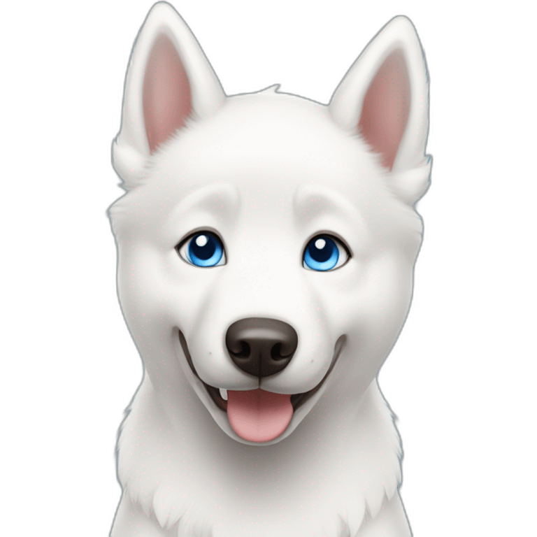 Happy white husky puppy blue eyes without eyebrows emoji