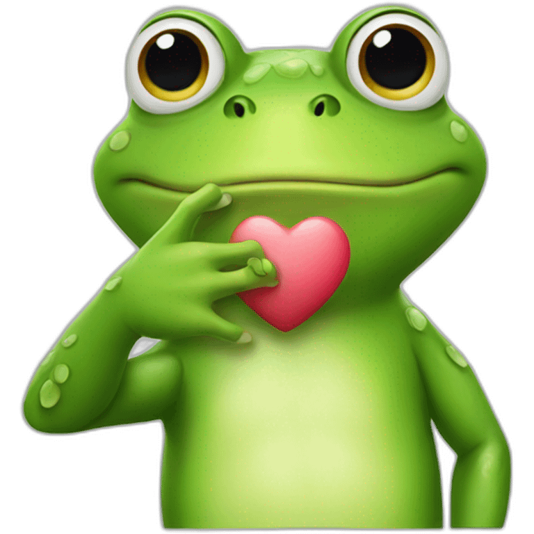 frog giving finger heart emoji