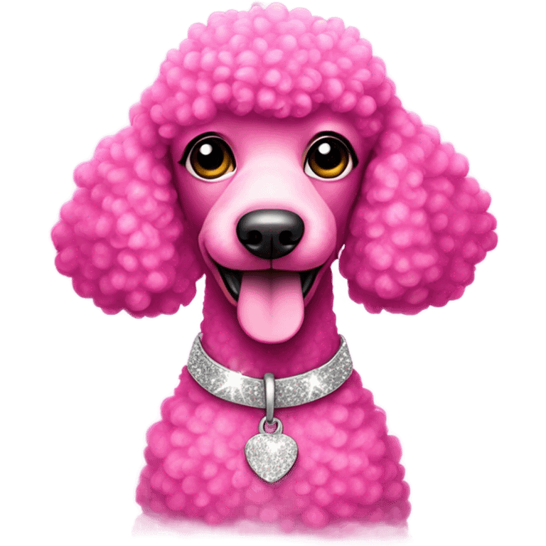 Hot pink poodle with glitter collar emoji