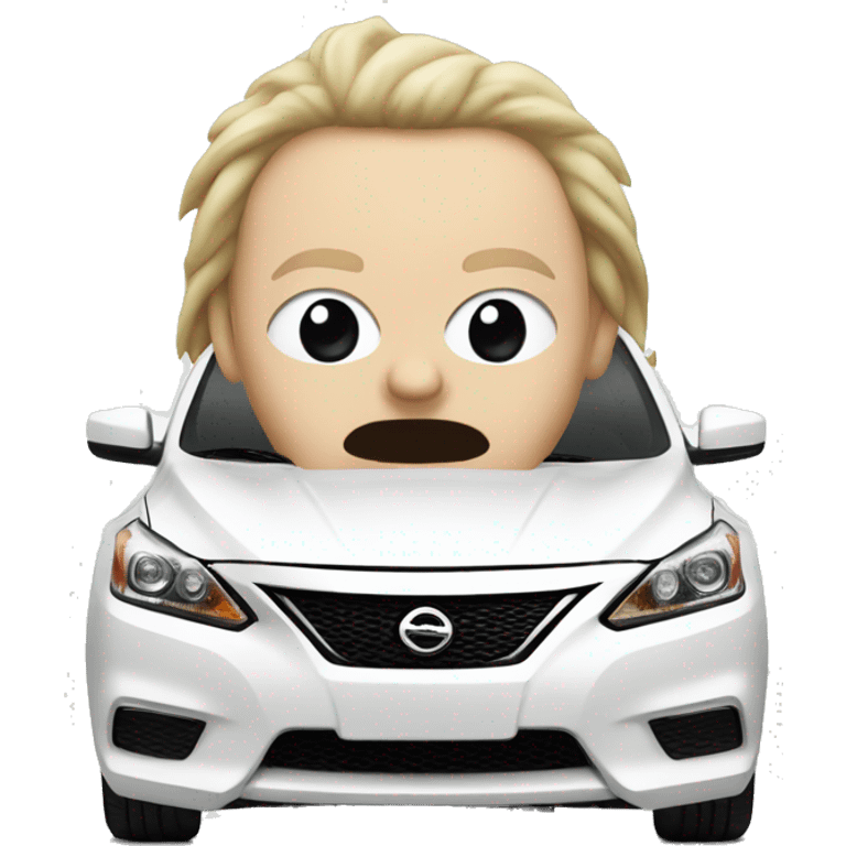 Aggressive white Nissan Sentra emoji