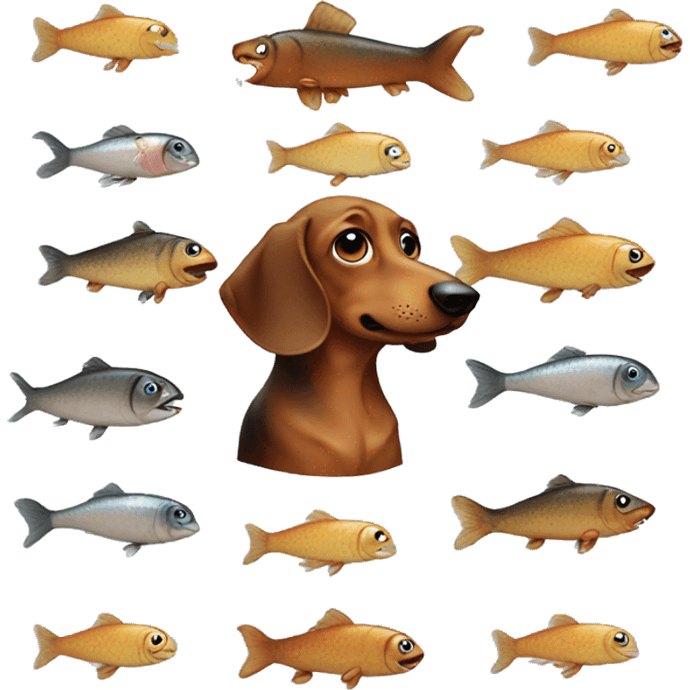 Dachsund with a fish emoji