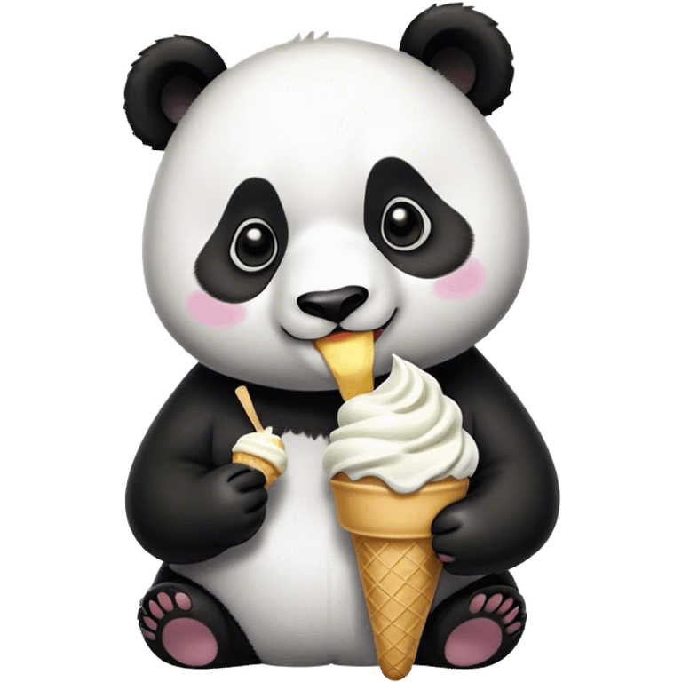 Panda eating ice cream emoji