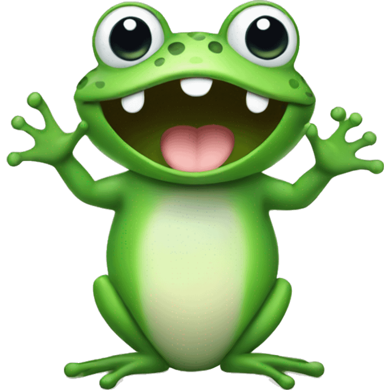 Frog waving hi emoji