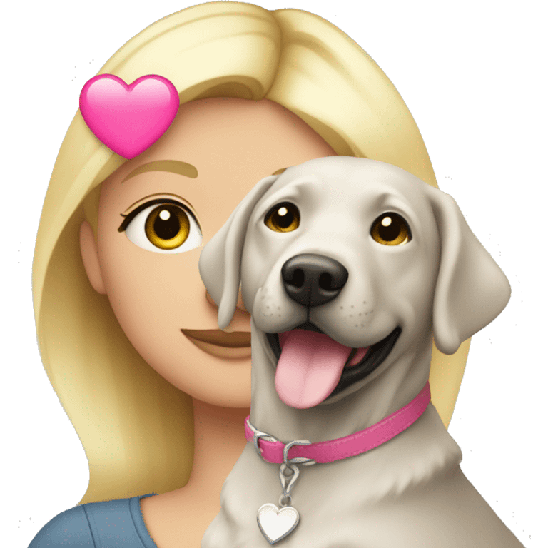 Blonde girl with pink heart and silver lab emoji