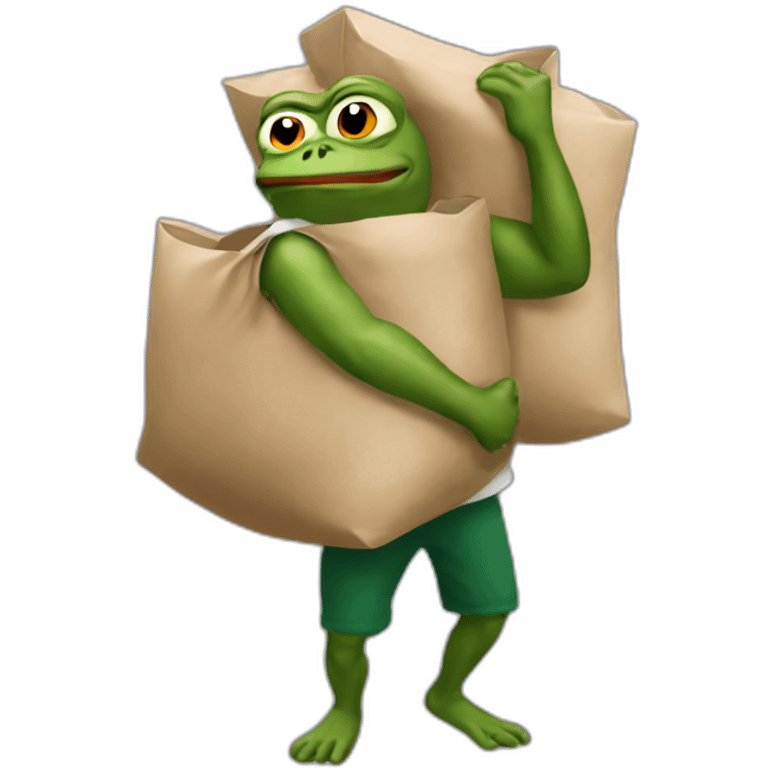 Pepe carrying heavy sacks emoji