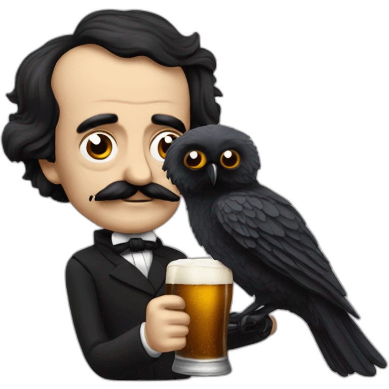 Edgar Alan Poe tomando cerveza emoji