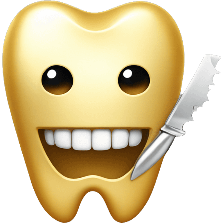 Tooth gold smiling with a knife emoji