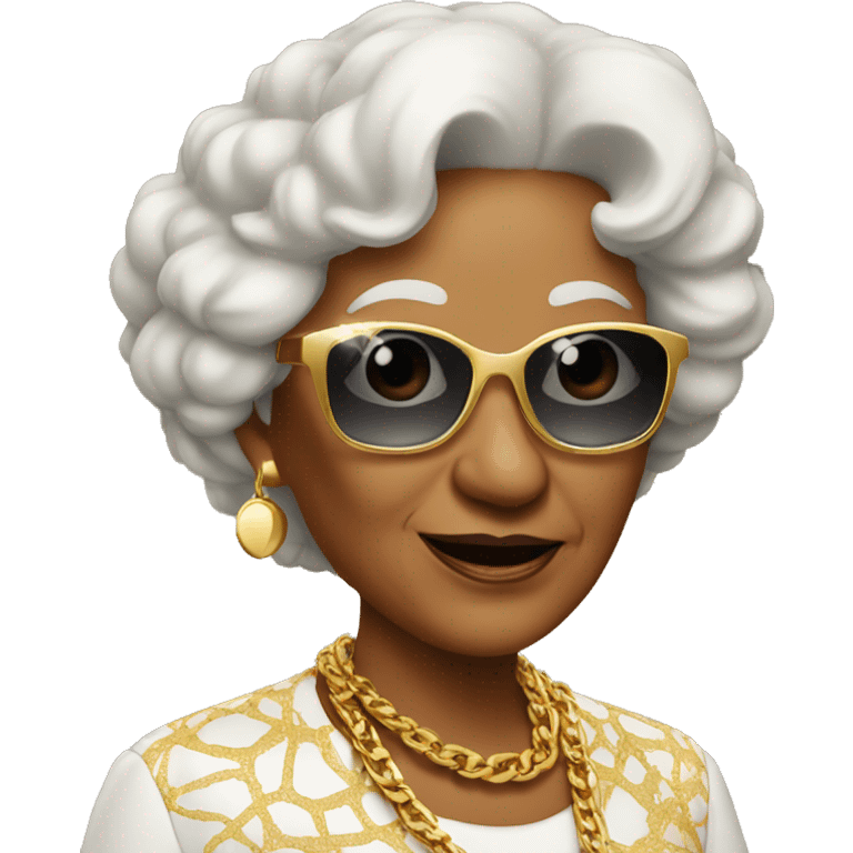 rich grandma in sunglasses with a gold chain emoji