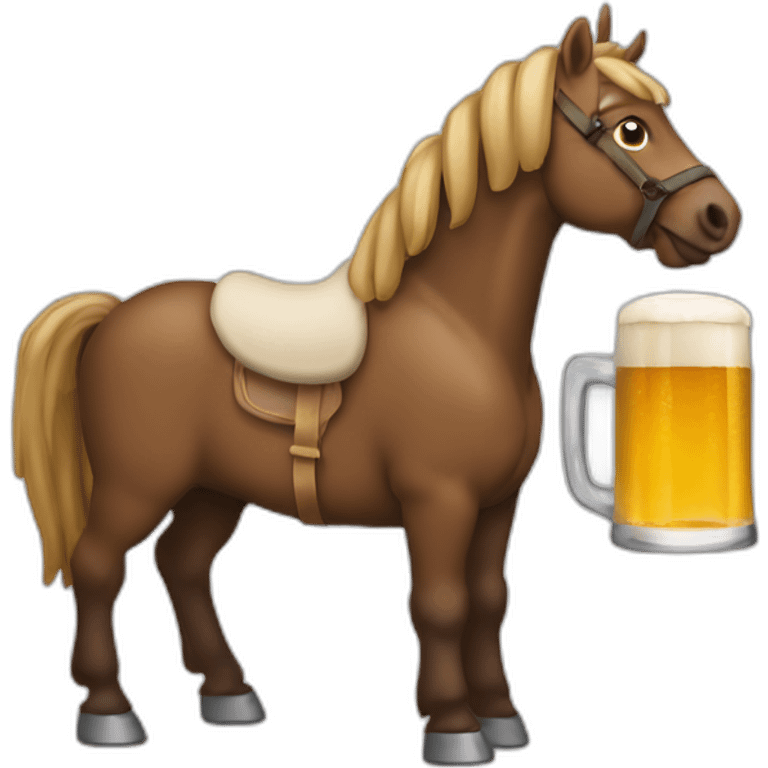 Cheval qui bois un bierre emoji