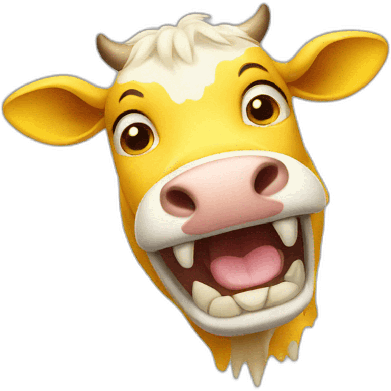 yellow cow with teeth showing emoji