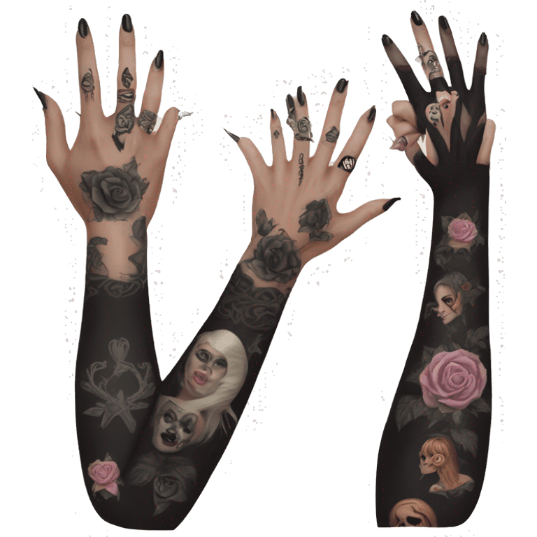 Feminine arm, black fingernails and gothic tattoos  emoji