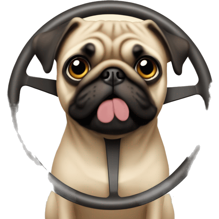 pug behind a steering wheel  emoji