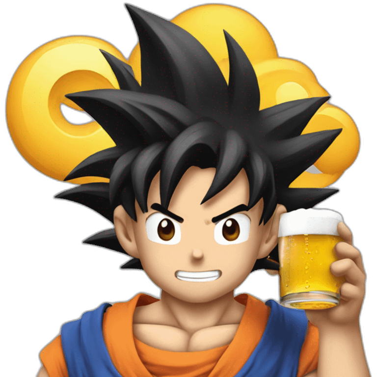 Goku avec une bière emoji