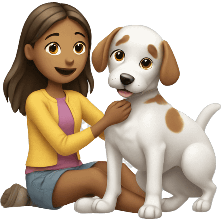 Girl petting dog emoji