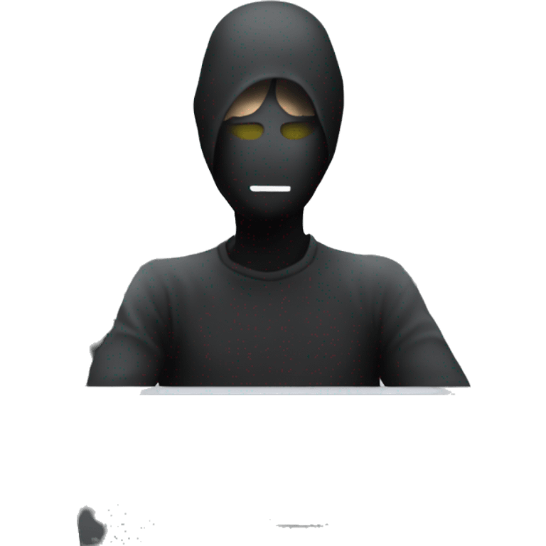 hacker using computer no eyes shadowed face emoji