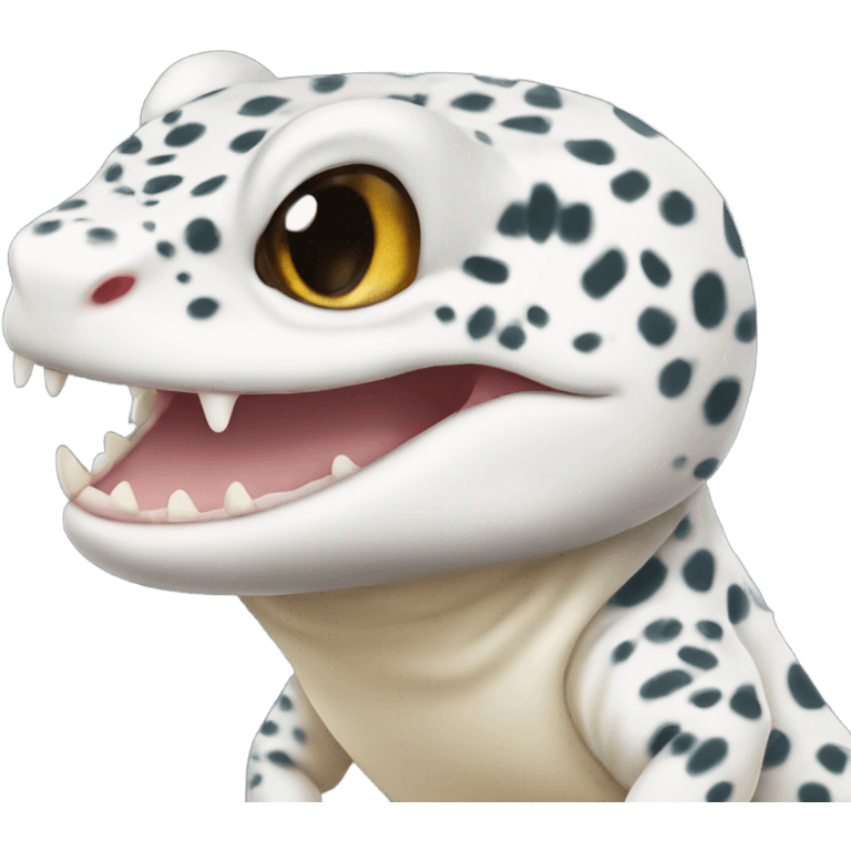 White leopard gecko smiling emoji