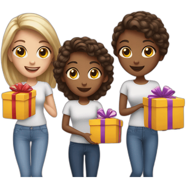 4 girls give gifts emoji