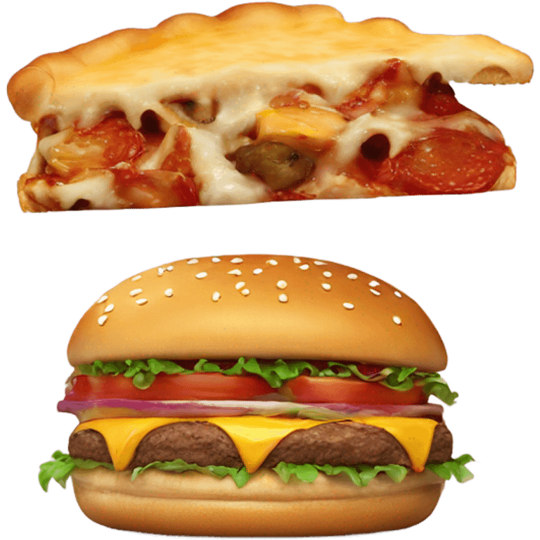 Pizza and a burger takeaway emoji