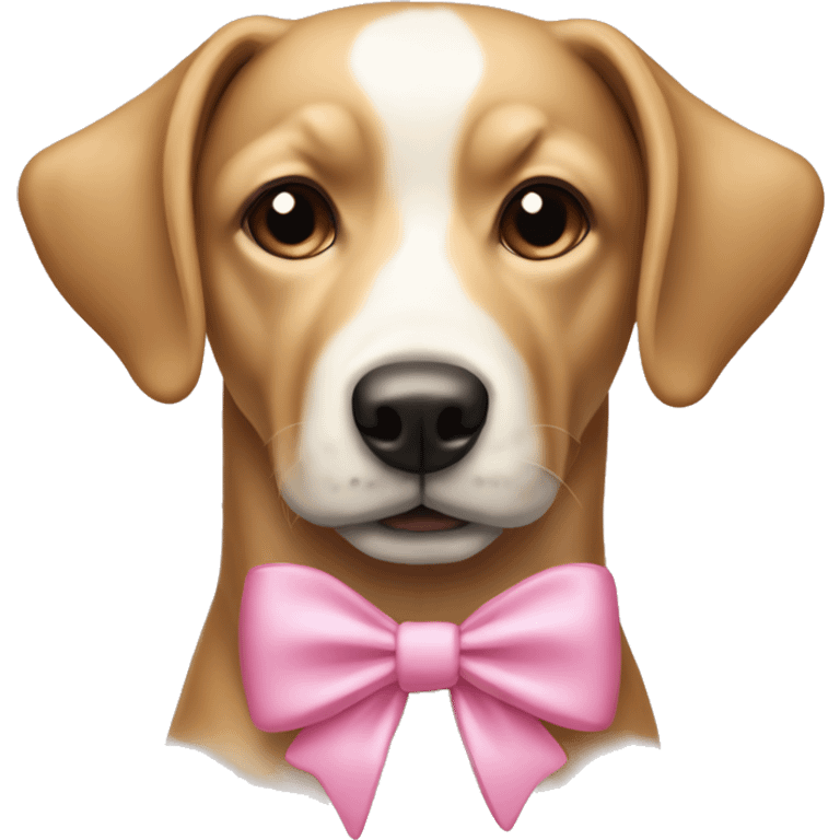 Beige and tan and white Weenier Dog with pink bows on it’s ears emoji