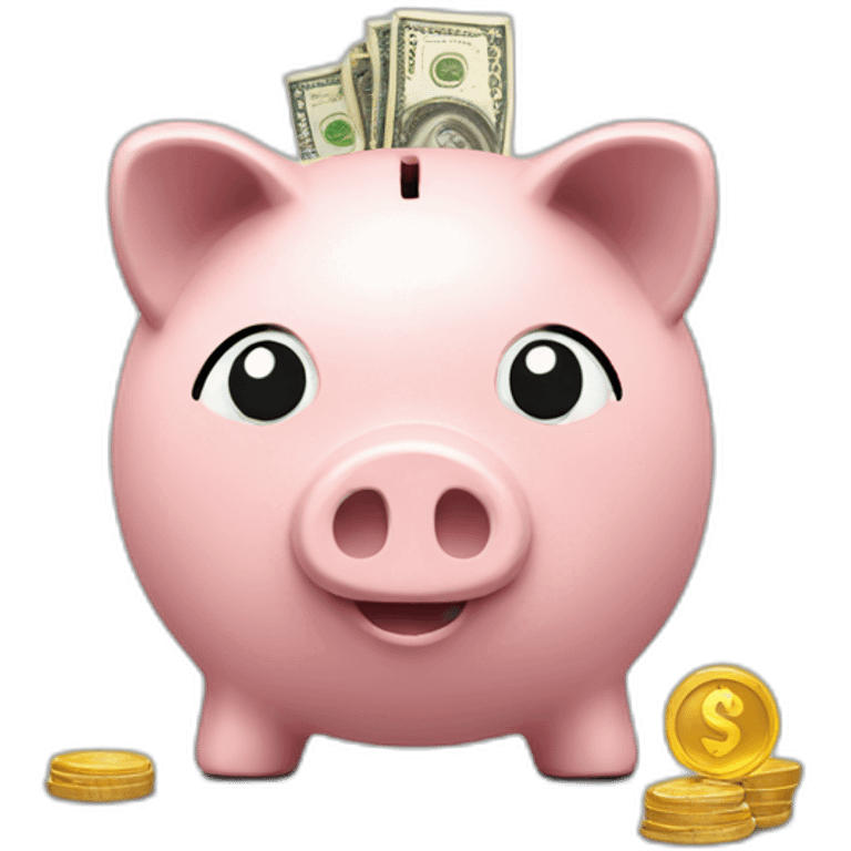 piggy bank with money emoji