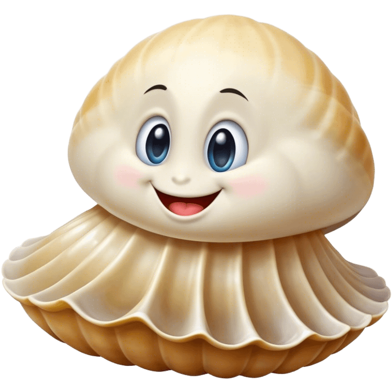 a lively smiling clam with a mischievous face emoji