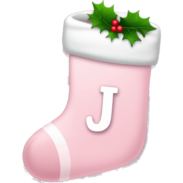 Light pink Christmas stocking with letter J emoji