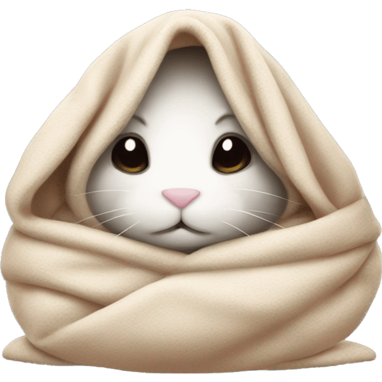 rabbit cozy in blanket whit closed eyes emoji