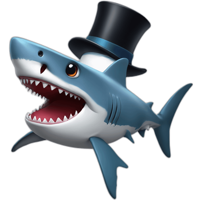 Shark with a top hat emoji