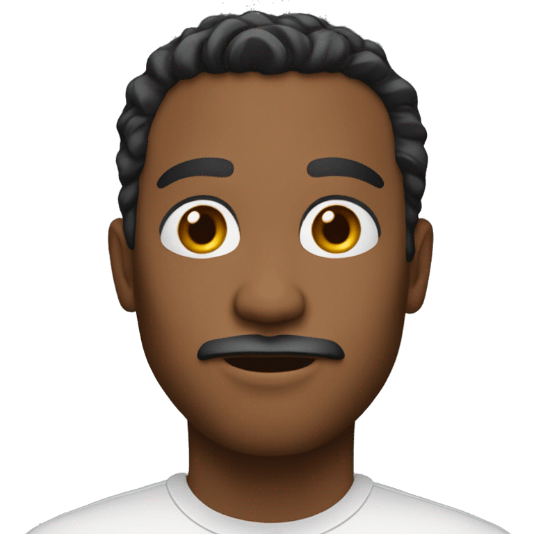 A male face emoji with medium-dark skin tone. Features include short, curly black hair, a well-groomed beard . The face should have rounded cheeks, a defined jawline. The eyebrows are slightly arched and expressive, complementing the deep-set eyes.  emoji